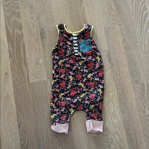 Rags to Raches Floral Kids One Piece - Black and Yellow